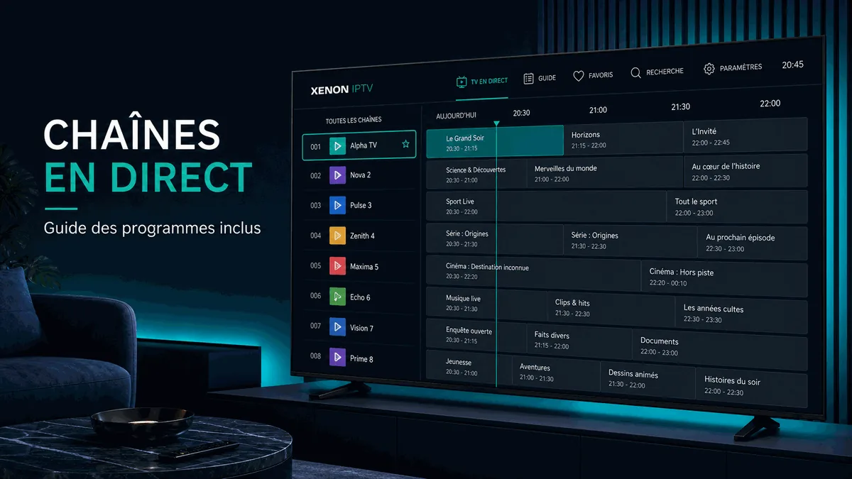Xenon IPTV — chaînes en direct et guide des programmes de Xenon TV sur téléviseur