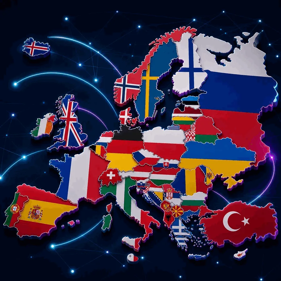 Xenon IPTV — carte des pays couverts par l'abonnement Xenon TV en Europe et au Maghreb